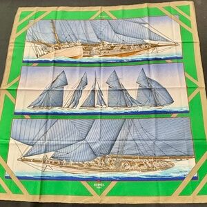HERMES Silk scarf- Rafales Sail Boats. 35x35